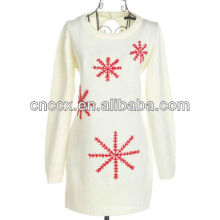 13STC5477 entalhe camisola floco de neve bordado natal pullover